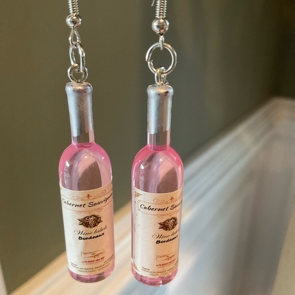 It's 5 O' Clock Somewhere Wine Bottle Earrings - Picture 4 of 6